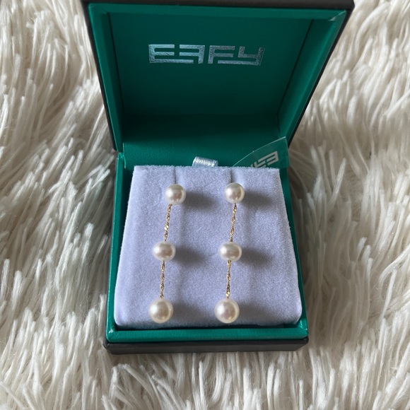 Effy 14K Yellow Gold Cultured Fresh Water Pearl Drop Earrings - Picture 3 of 5